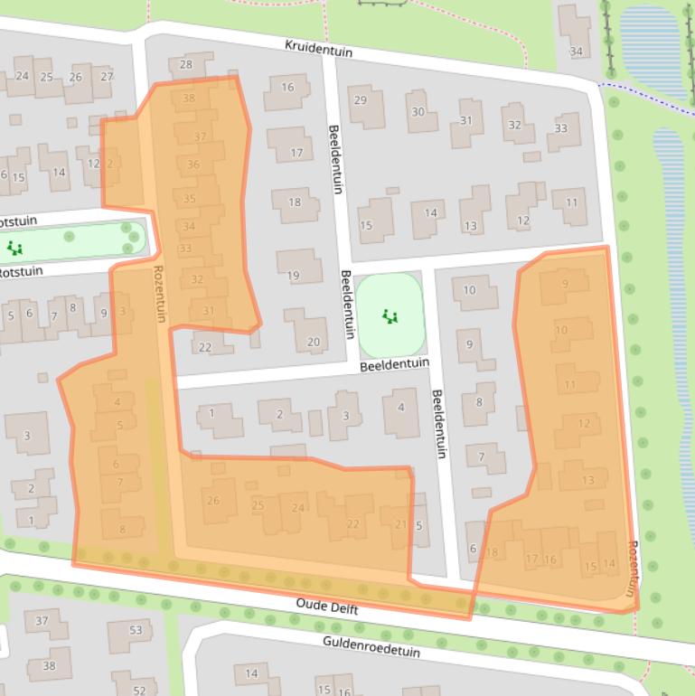 Kaart van postcodegebied 7813BC.