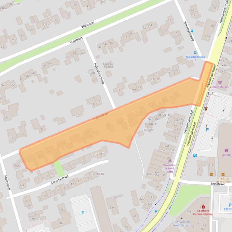 Kaart van postcodegebied 7815XW.