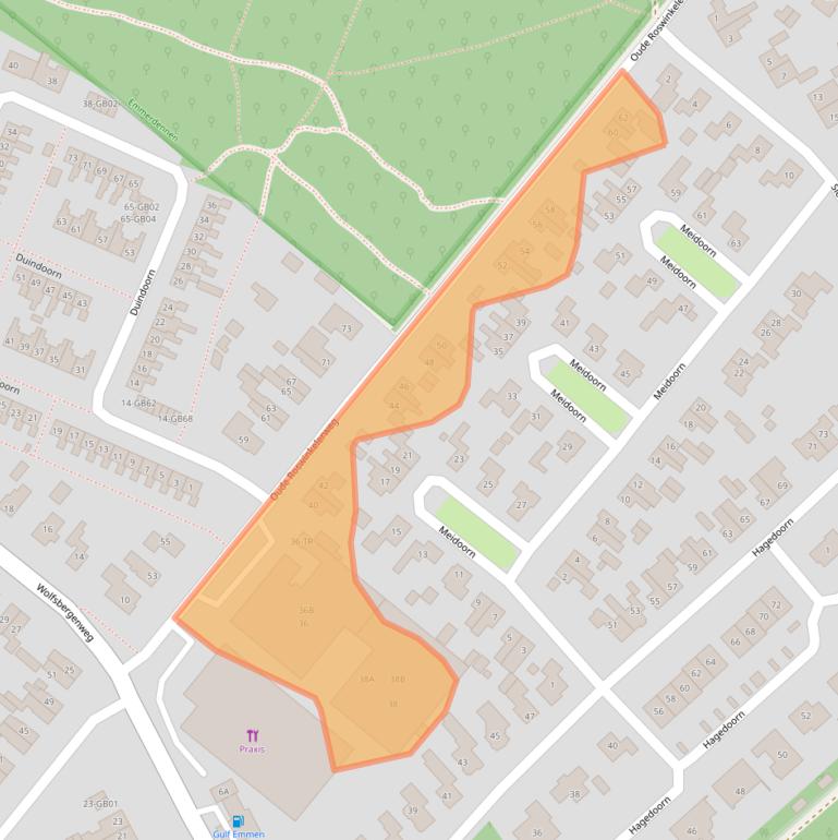 Kaart van postcodegebied 7822AE.