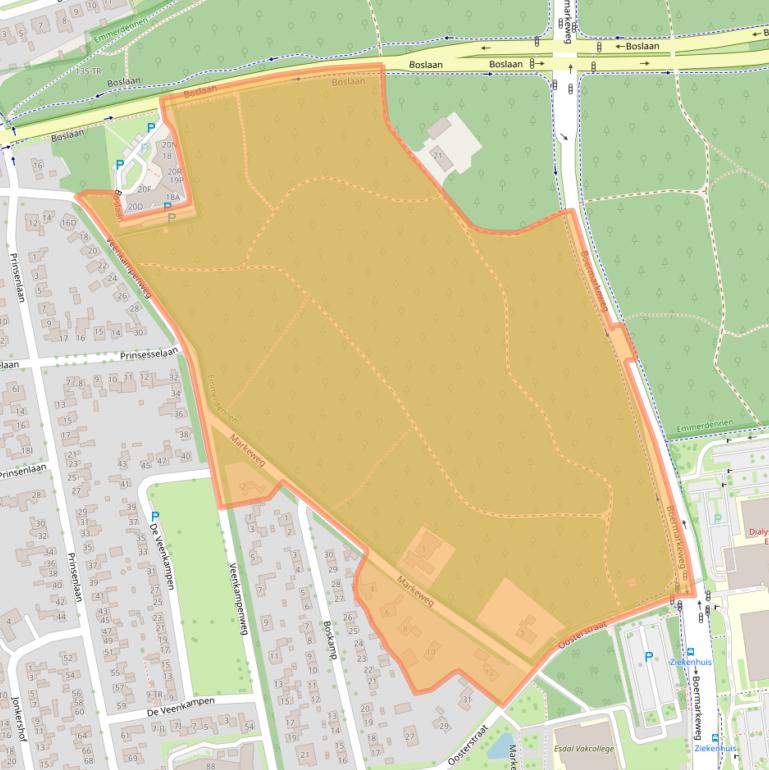 Kaart van postcodegebied 7822GC.