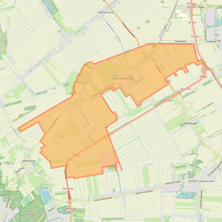 Kaart van postcodegebied 7831.