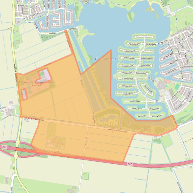 Kaart van postcodegebied 7833JD.