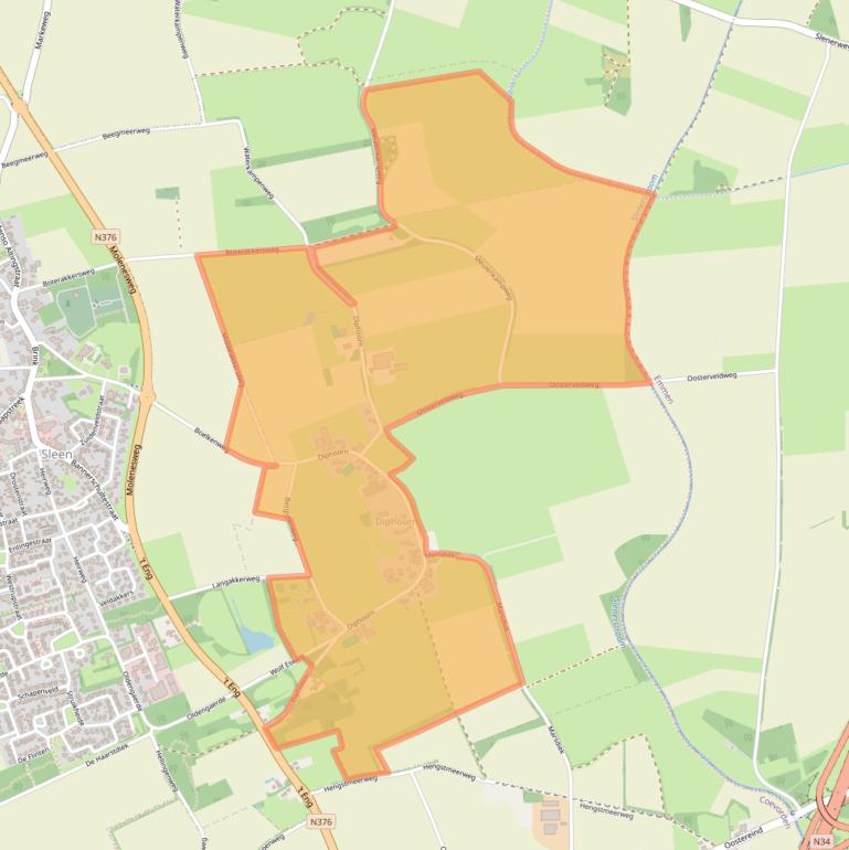 Kaartafbeelding, ingezoomd op postcodegebied 7842.