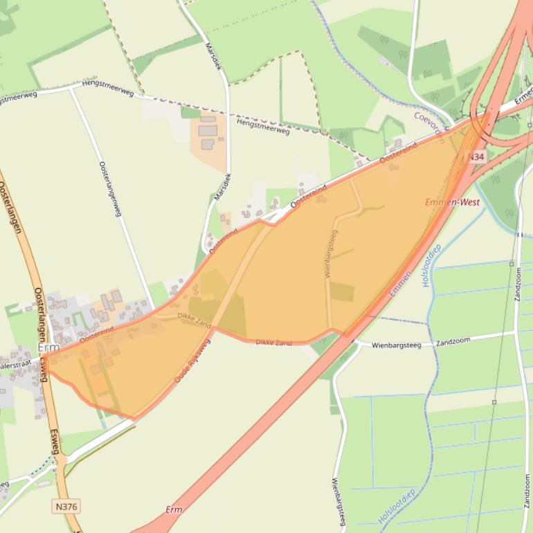 Kaart van postcodegebied 7843PH.