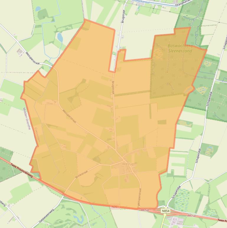 Kaart van postcodegebied 7852.