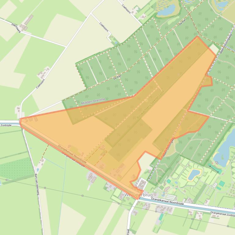 Kaart van postcodegebied 7853TB.