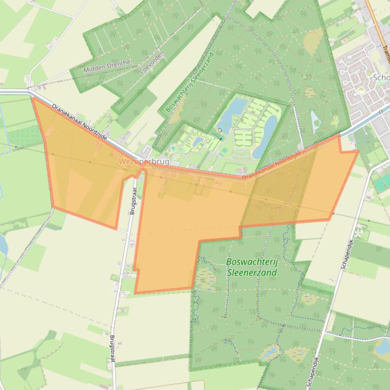 Kaart van postcodegebied 7853TC.