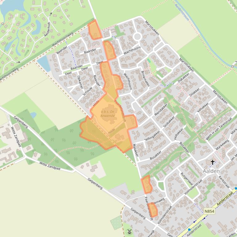 Kaart van postcodegebied 7854PR.