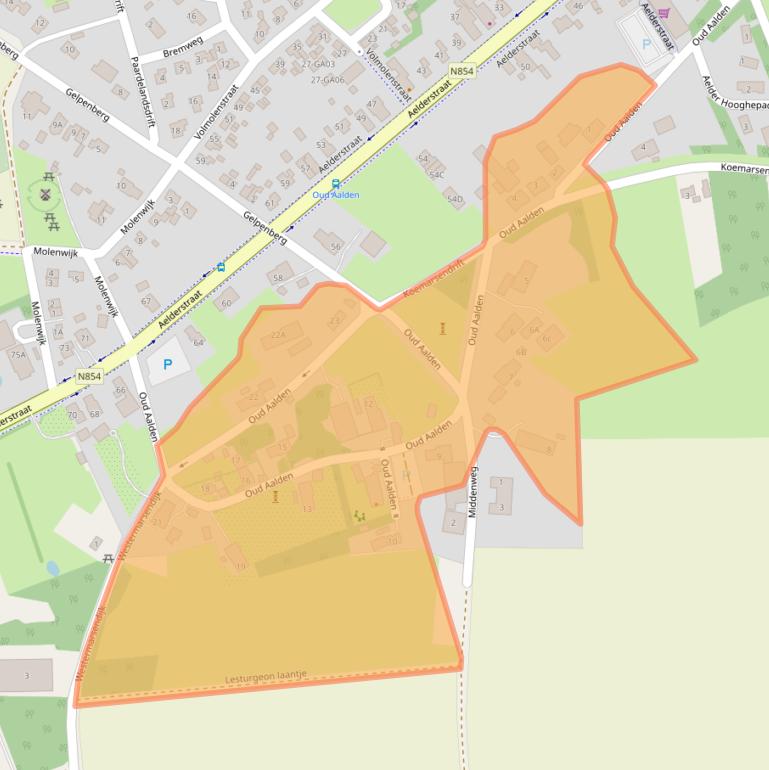 Kaart van postcodegebied 7854RW.