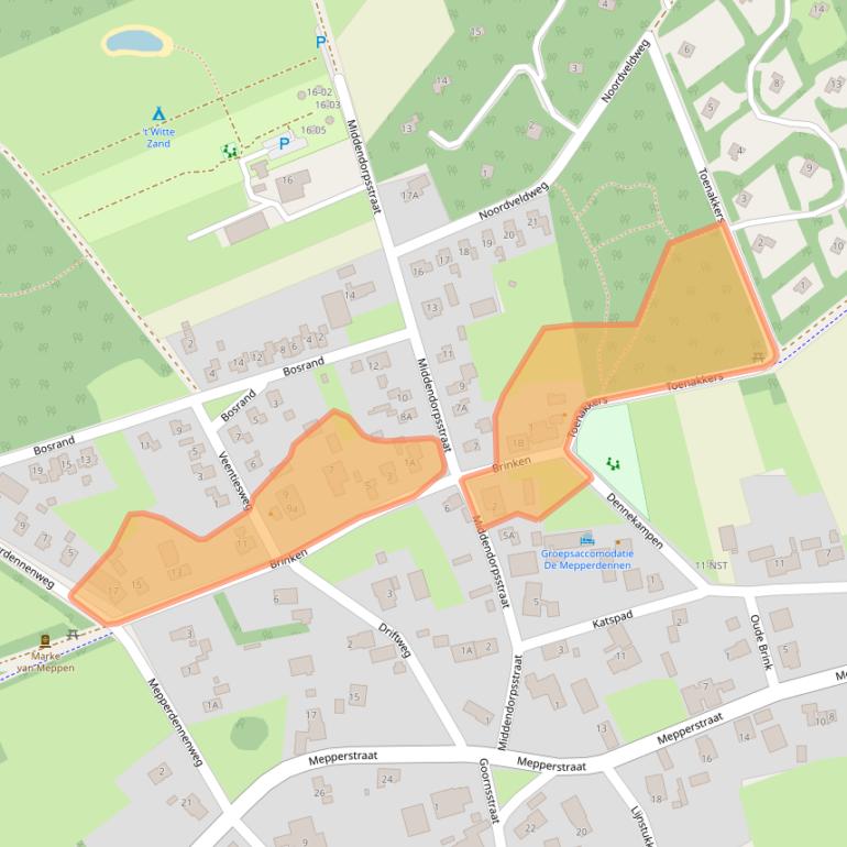 Kaart van postcodegebied 7855PC.
