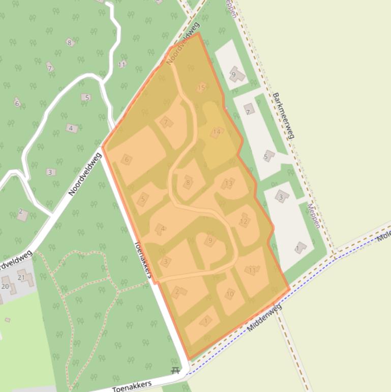 Kaart van postcodegebied 7855PD.