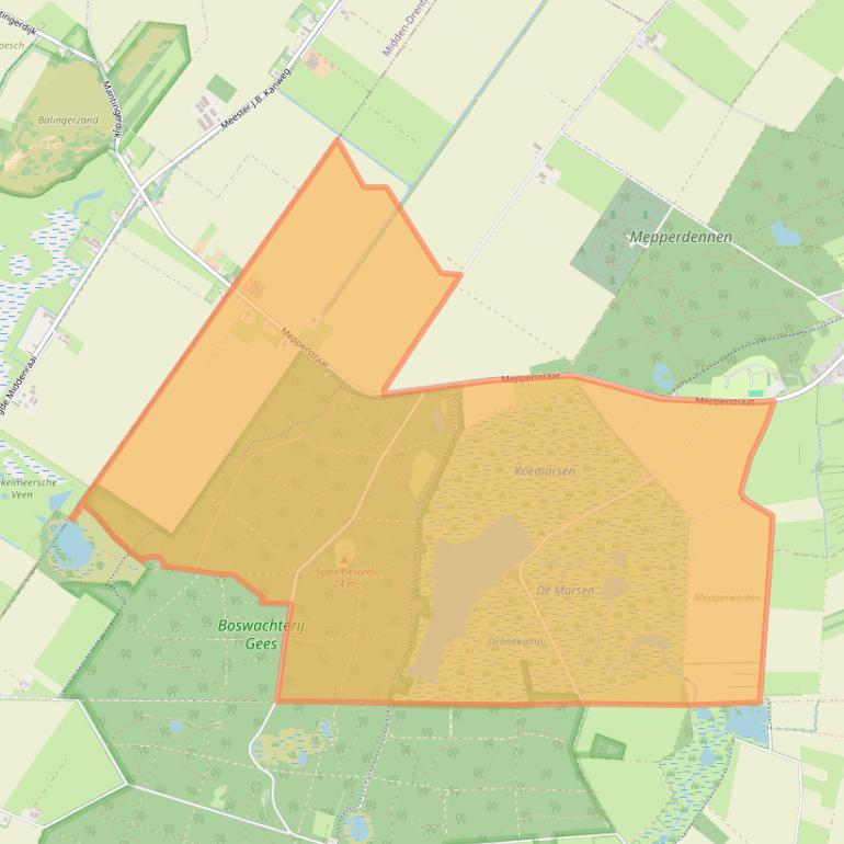 Kaart van postcodegebied 7855TB.