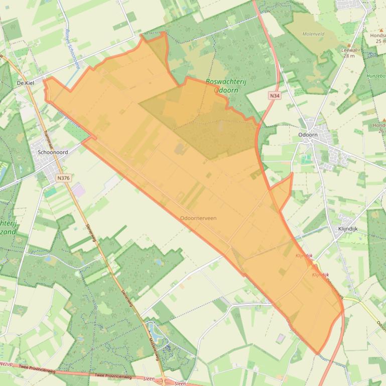 Kaart van postcodegebied 7874.