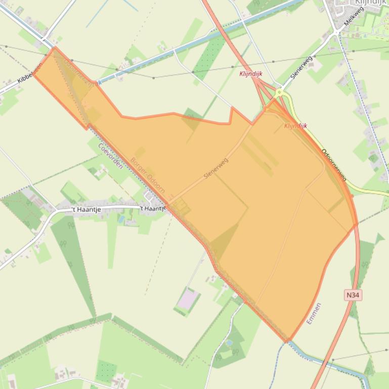 Kaart van postcodegebied 7874TK.