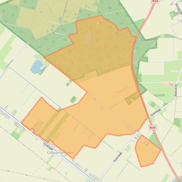 Kaart van postcodegebied 7874TL.