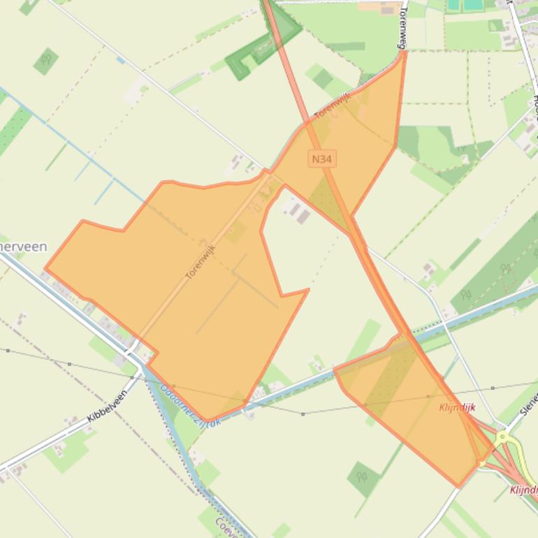 Kaart van postcodegebied 7874TN.