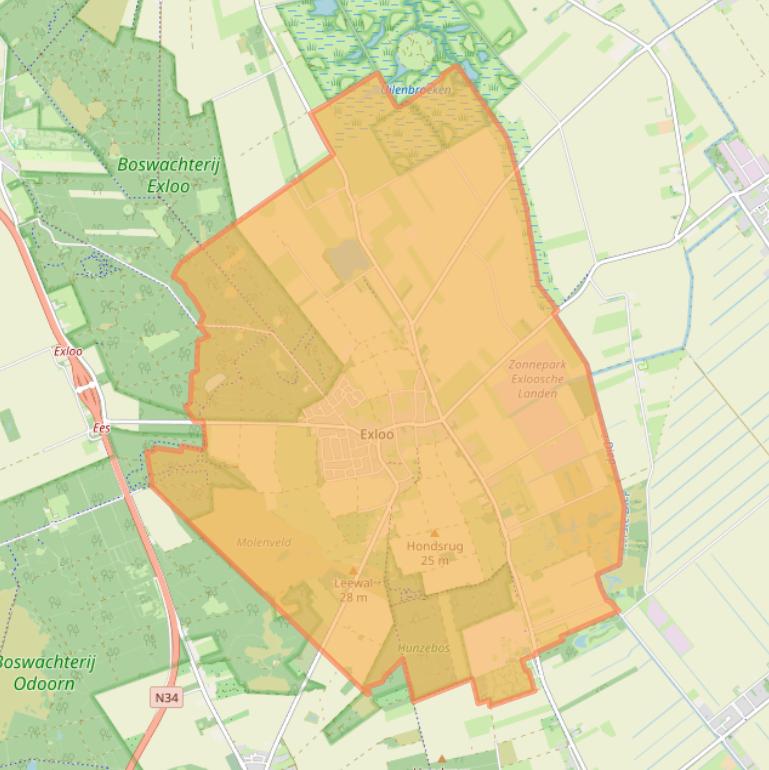 Kaart van postcodegebied 7875.