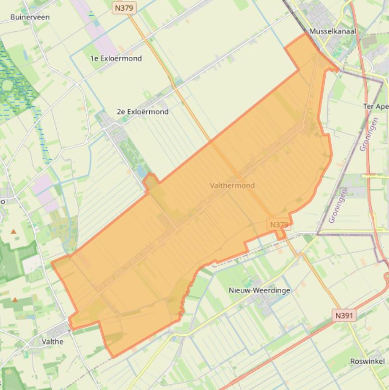 Kaart van postcodegebied 7876.