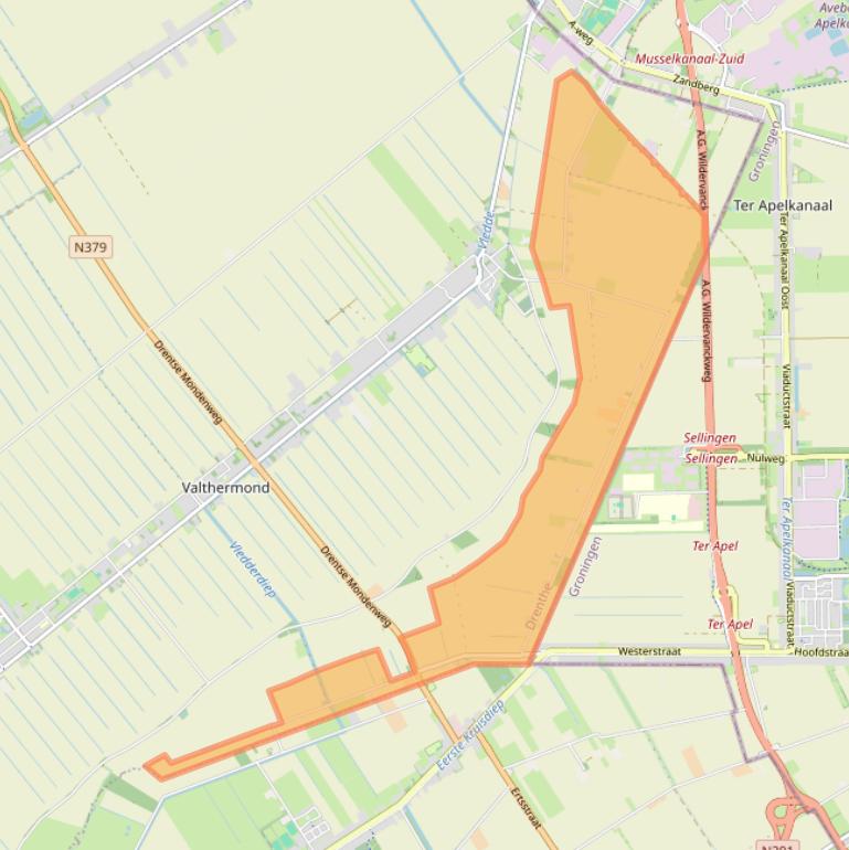 Kaart van postcodegebied 7877.