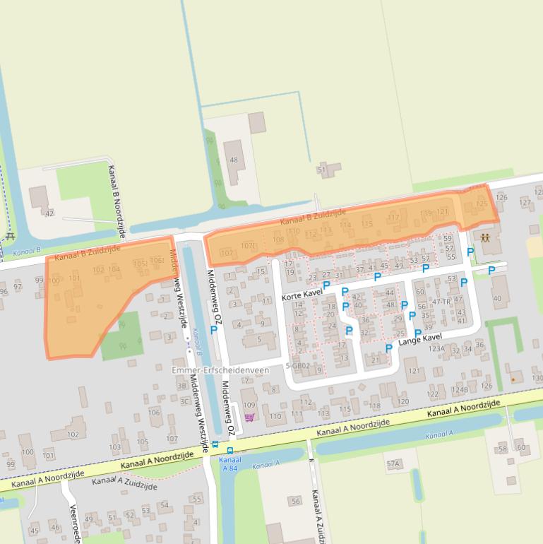 Kaart van postcodegebied 7881NE.