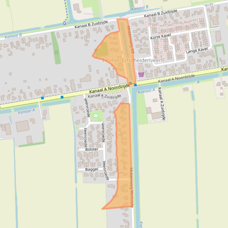 Kaart van postcodegebied 7881XD.