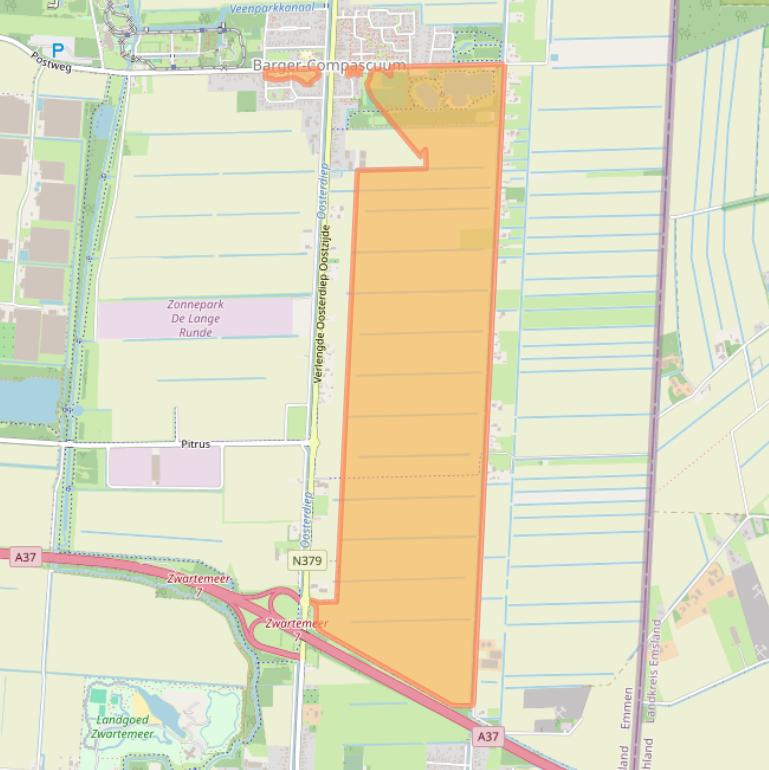 Kaart van postcodegebied 7884PN.