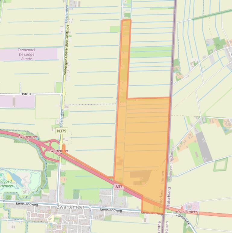Kaart van postcodegebied 7884TC.