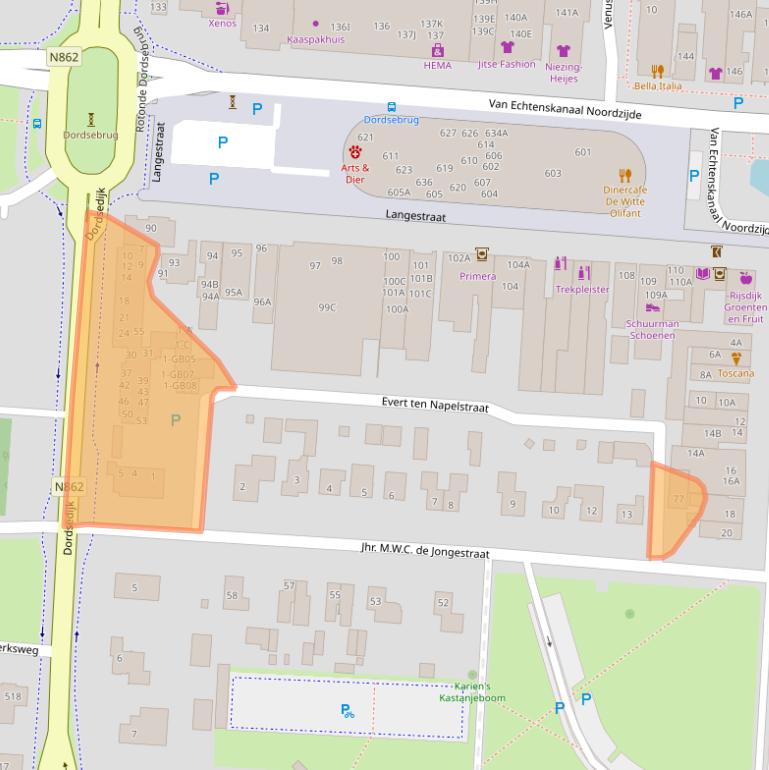 Kaart van postcodegebied 7891GX.