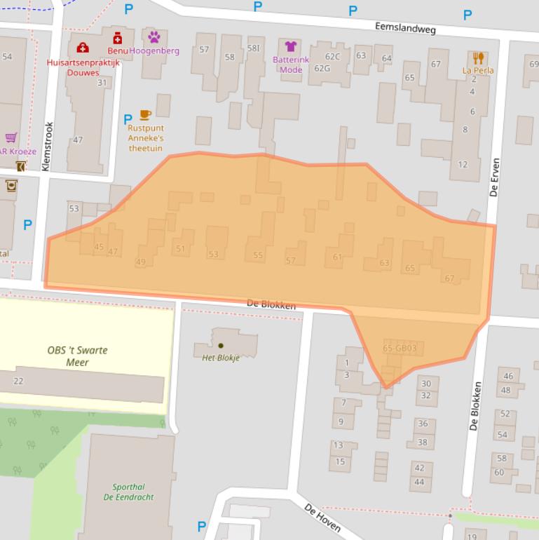 Kaart van postcodegebied 7894CJ.