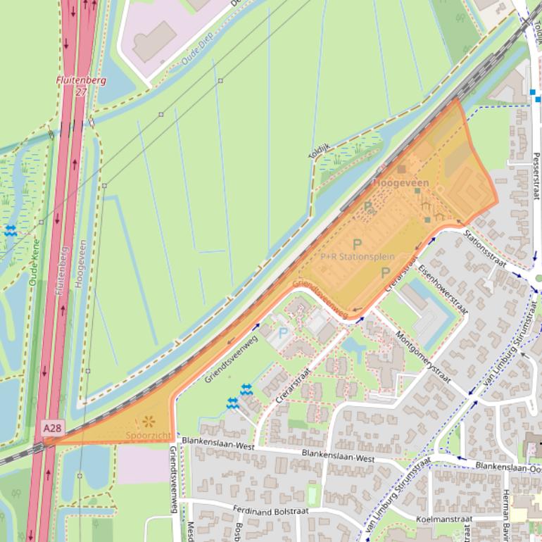 Kaart van postcodegebied 7901AA.