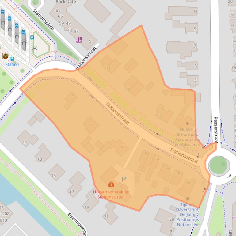 Kaart van postcodegebied 7901AB.