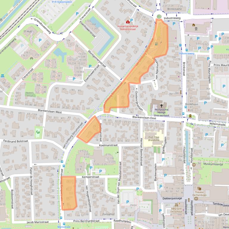 Kaart van postcodegebied 7901AM.