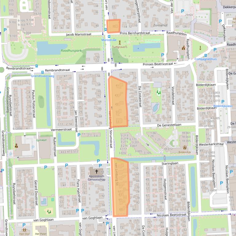 Kaart van postcodegebied 7901AN.