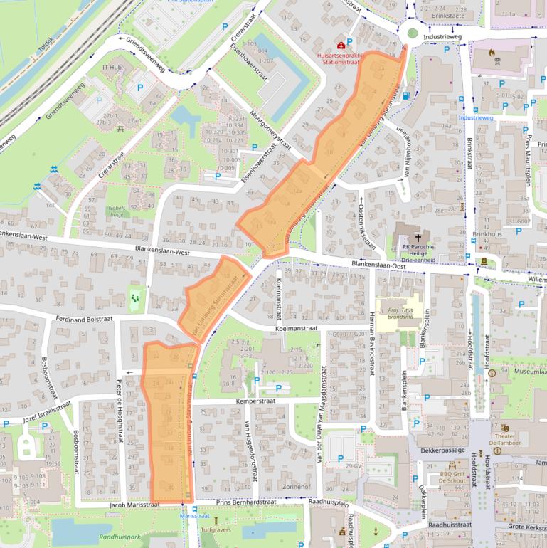 Kaart van postcodegebied 7901AR.