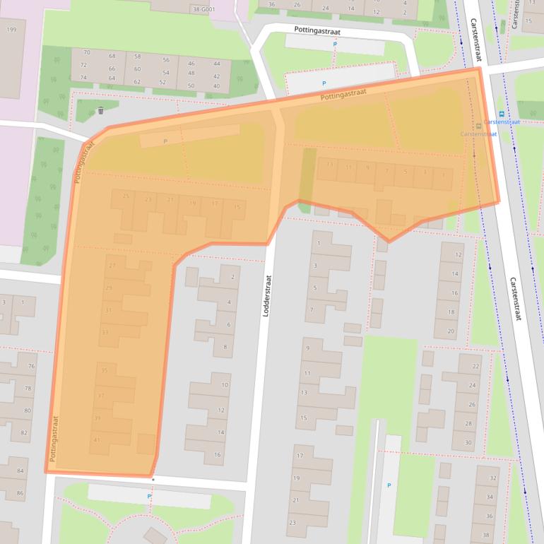 Kaart van postcodegebied 7907EH.