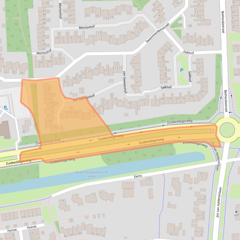 Kaart van postcodegebied 7908AG.