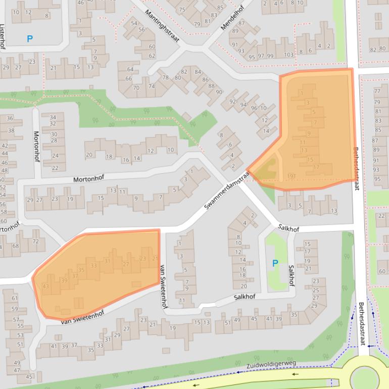 Kaart van postcodegebied 7908AH.