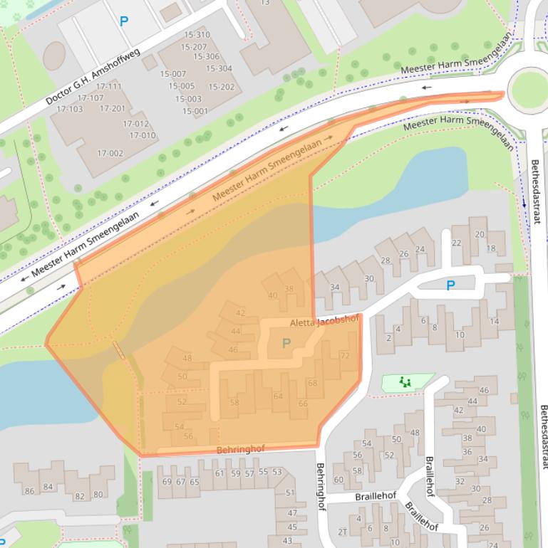 Kaart van postcodegebied 7908BZ.