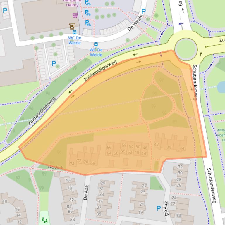 Kaart van postcodegebied 7908EJ.
