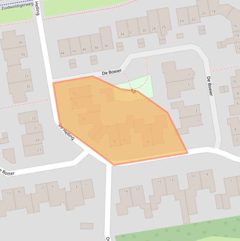 Kaart van postcodegebied 7908ER.