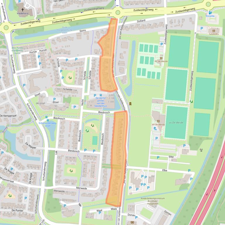 Kaart van postcodegebied 7908HD.