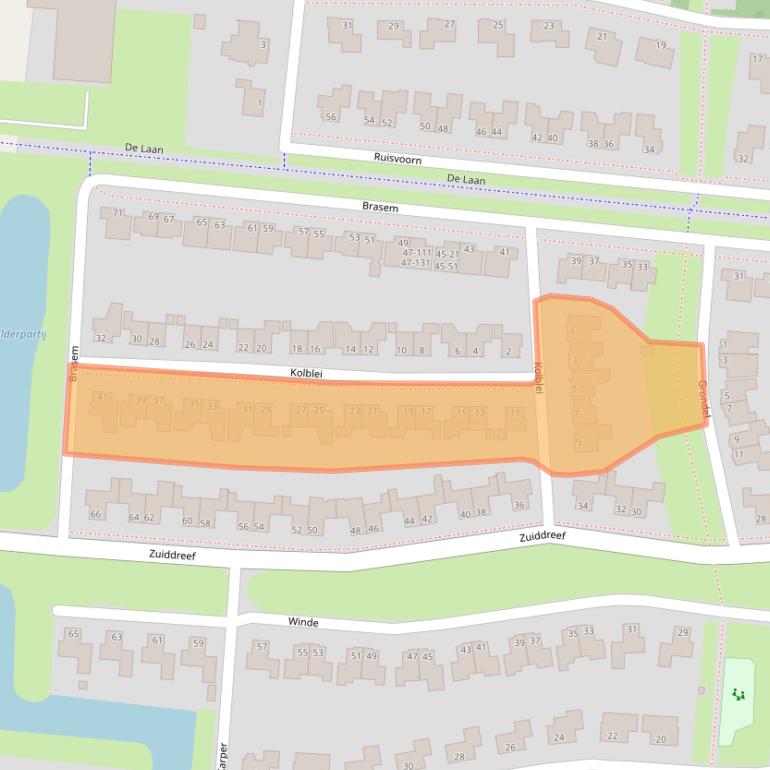 Kaart van postcodegebied 7908WD.