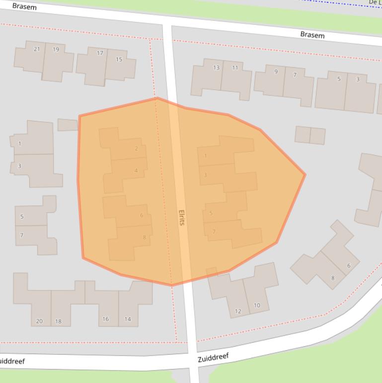 Kaart van postcodegebied 7908WJ.