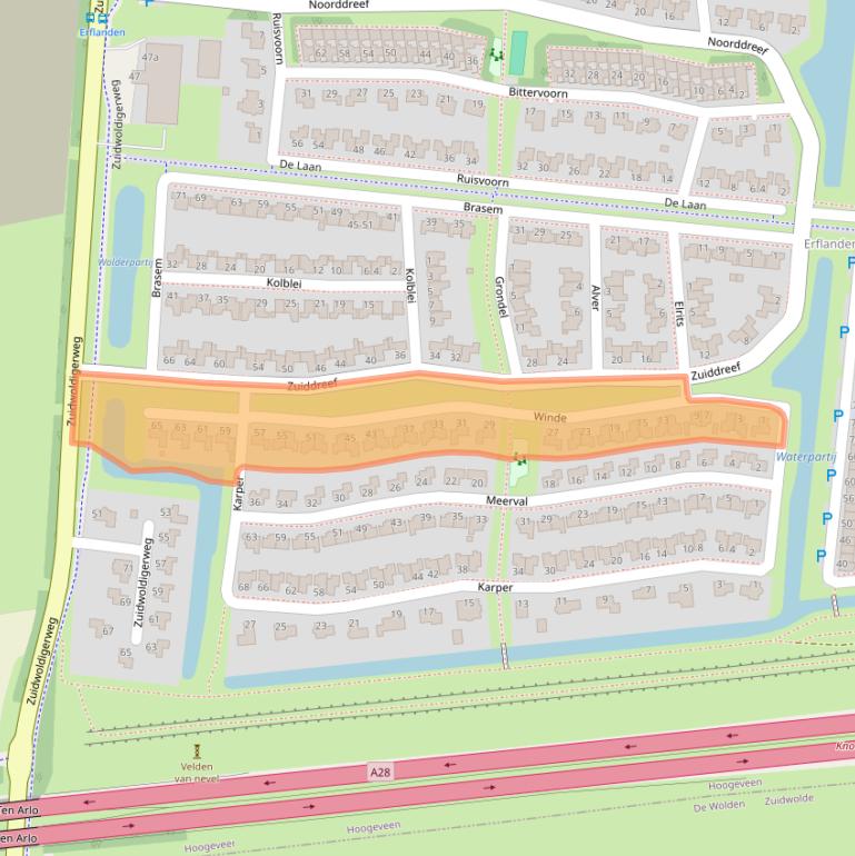 Kaart van postcodegebied 7908WS.