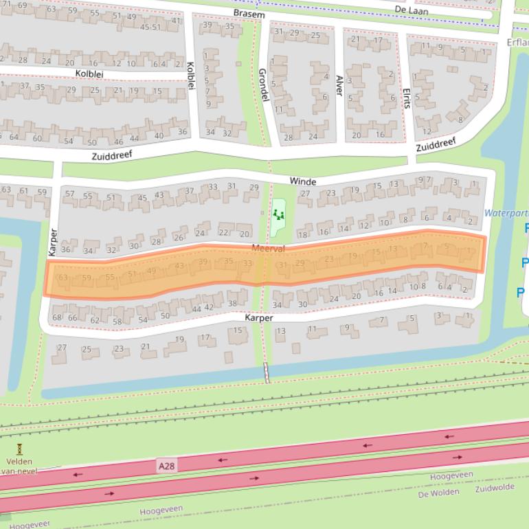 Kaart van postcodegebied 7908WT.