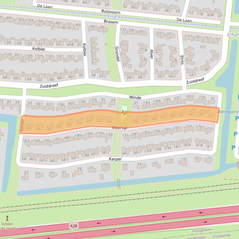 Kaart van postcodegebied 7908WV.