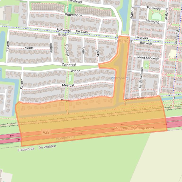 Kaart van postcodegebied 7908WX.