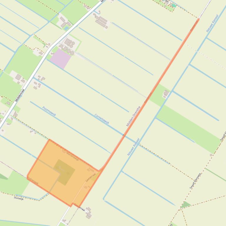 Kaart van postcodegebied 7910TE.