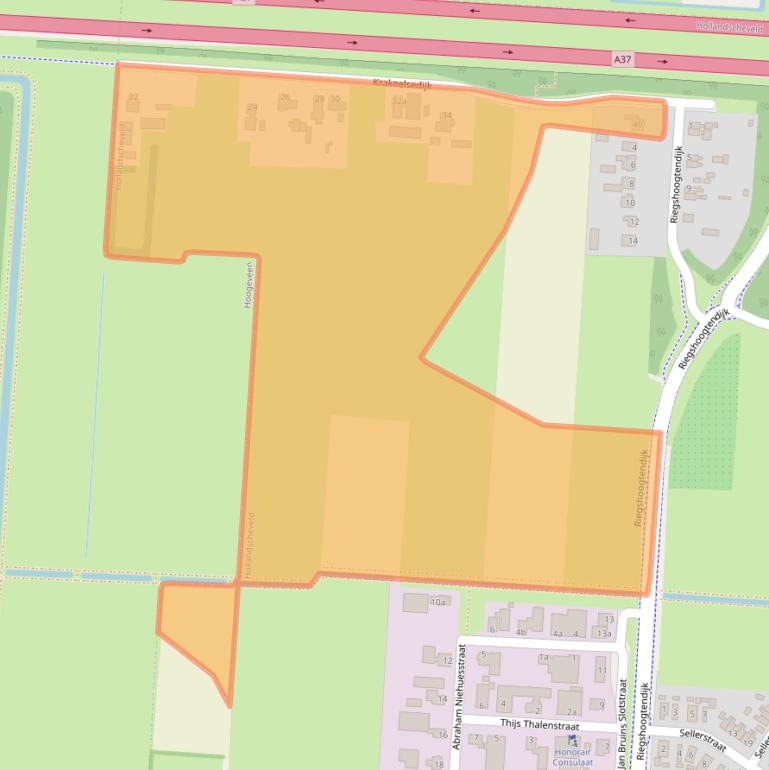 Kaart van postcodegebied 7913VZ.