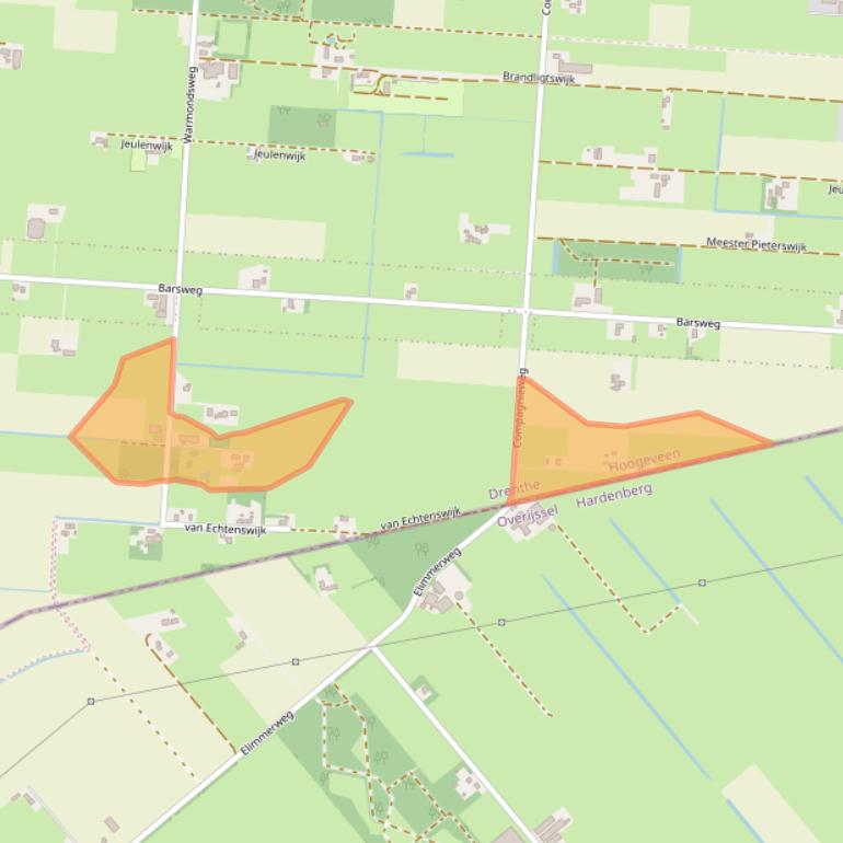 Kaart van postcodegebied 7916TE.